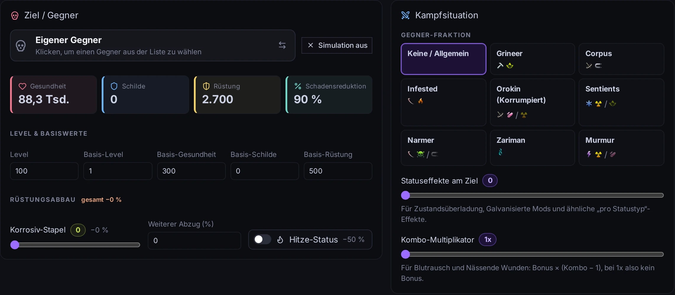 Screenshot: Enemy simulation